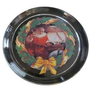 Coca Cola Christmas Santa 1997 Vintage Glass 13" Collectible Serving Plate